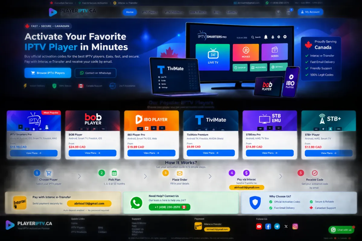 PLAYERIPTV.CA — IPTV players on TV, tablet and phone